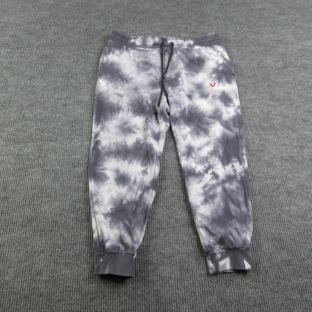 True Religion Pants Mens XL Gray Tie Dye Jogger French Terry Sweatpants 37x28*